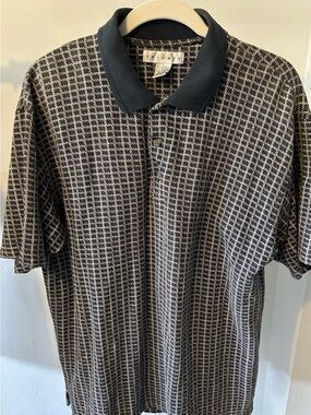 Black & White Geometric Polo Shirt